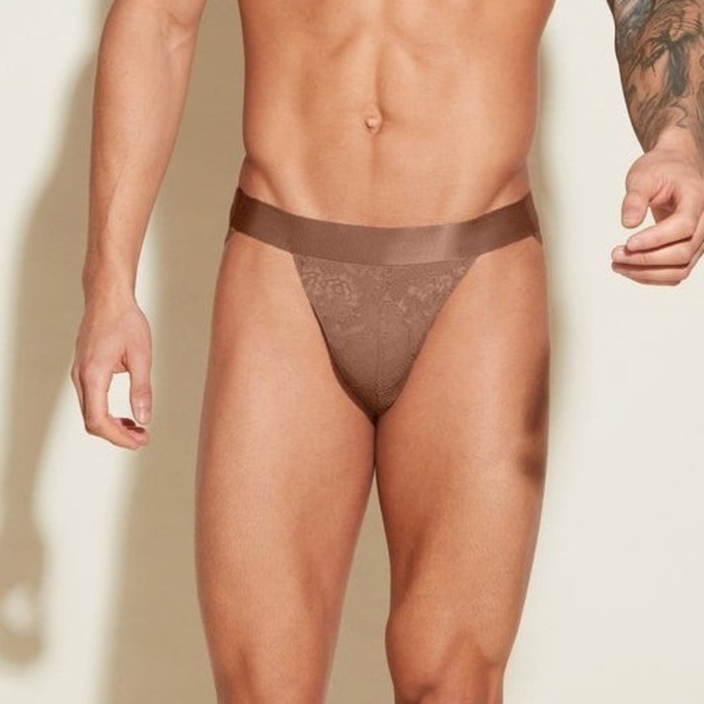Cosabella Italian Men's Sports Brief Bronze Brown Floral Lace Designer L